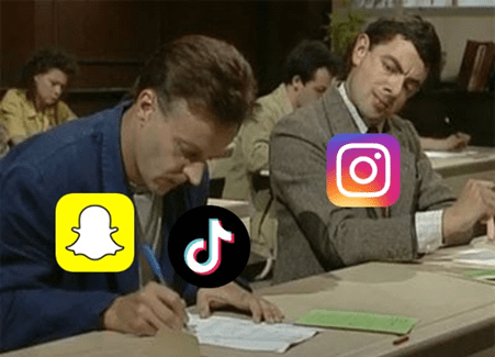 Instagram copia da Snapchat e TikTok meme mr Bean